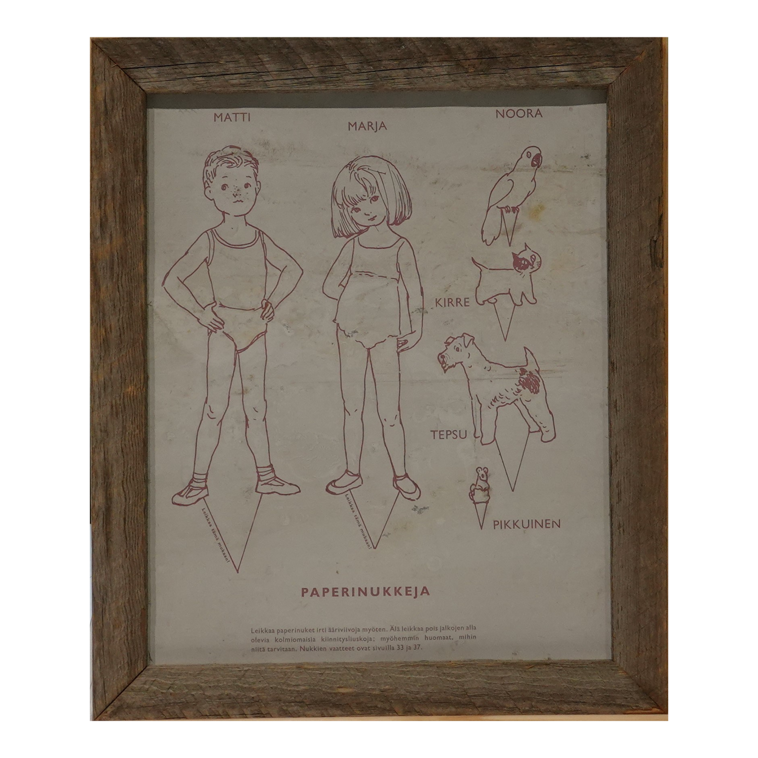 Taulu ladonlauta kehyksillä, paperinukke