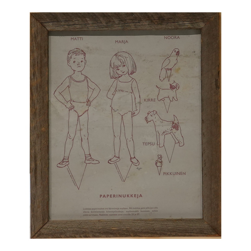 Taulu ladonlauta kehyksillä, paperinukke