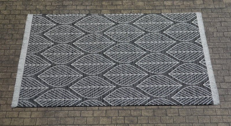 Matto harmaa lehtikuvioinen 1:6