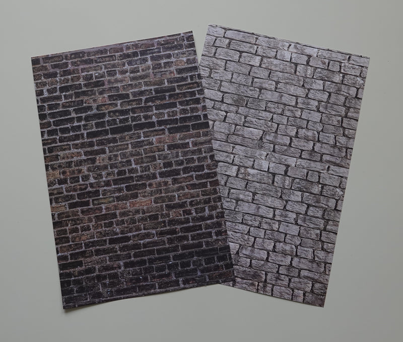 Kaksipuoleinen kuviokartonki tiiliseinä 20 x 30 cm