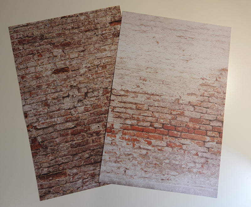 Kaksipuoleinen kuviokartonki tiiliseinä 20 x 30 cm